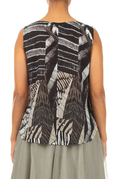 Sleeveless Wild Ink Textured Silk Top