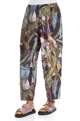 Slight Taper Art Mosaic Silk Bamboo Trousers 2