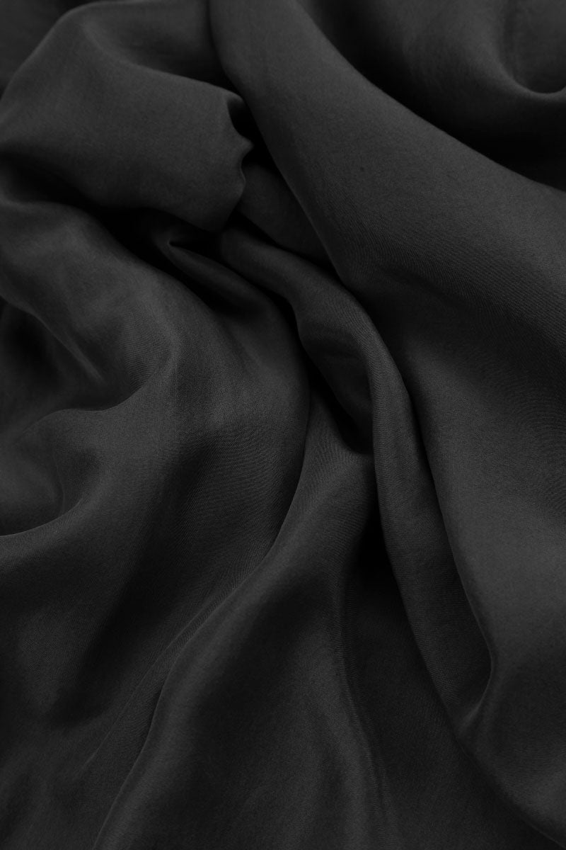 Slight Taper Black Pure Silk Trousers 4