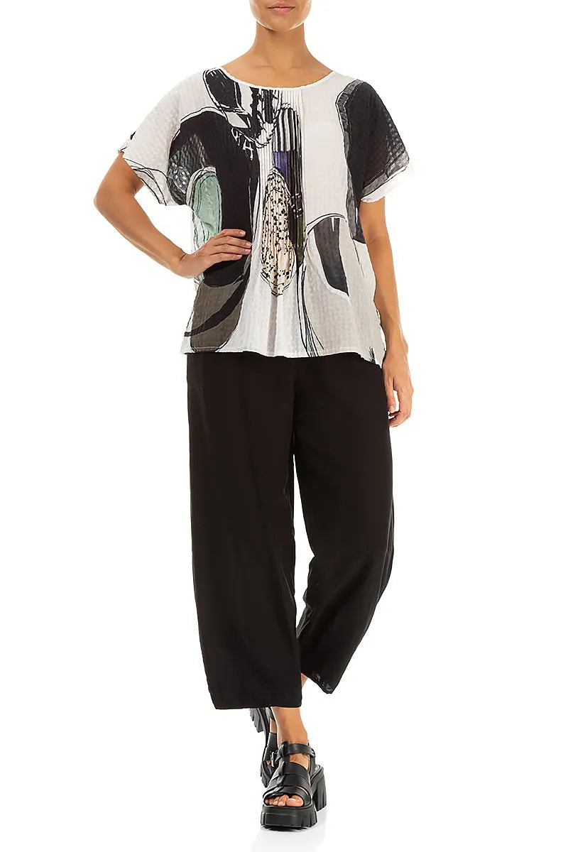 Slight Taper Black Silk Bamboo Trousers 4