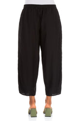 Slight Taper Black Silk Bamboo Trousers 2