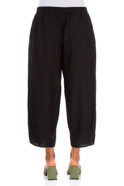 Slight Taper Black Silk Bamboo Trousers 2