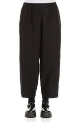 Slight Taper Black Silk Bamboo Trousers 1