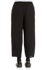 Slight Taper Black Silk Bamboo Trousers 2