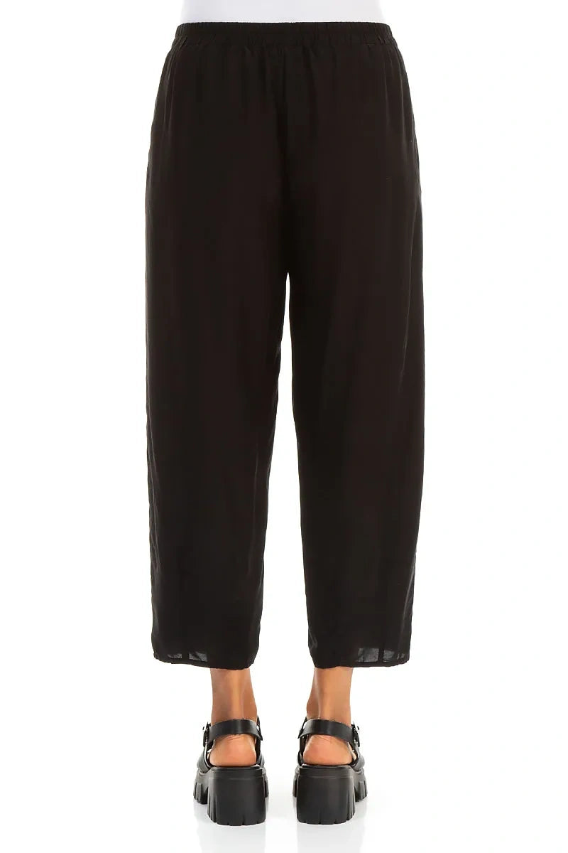 Slight Taper Black Silk Bamboo Trousers 2