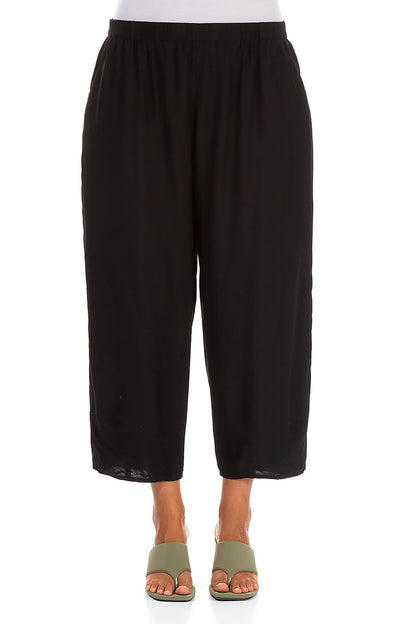 Slight Taper Black Silk Bamboo Trousers 1
