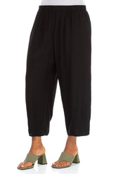 Slight Taper Black Silk Bamboo Trousers 3