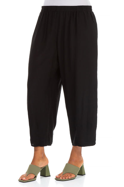 Slight Taper Black Silk Bamboo Trousers 3