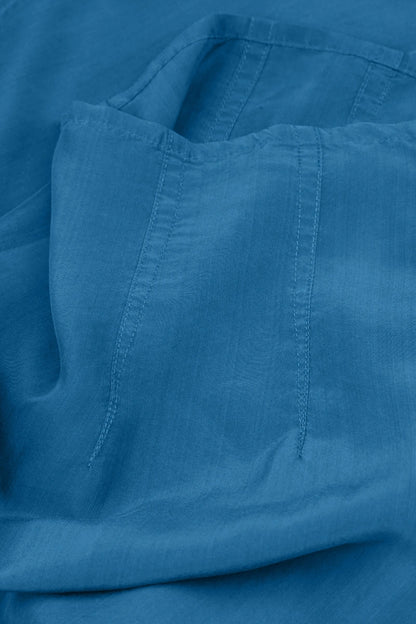 Slight Taper Cobalt Blue Silk Bamboo Trousers 5