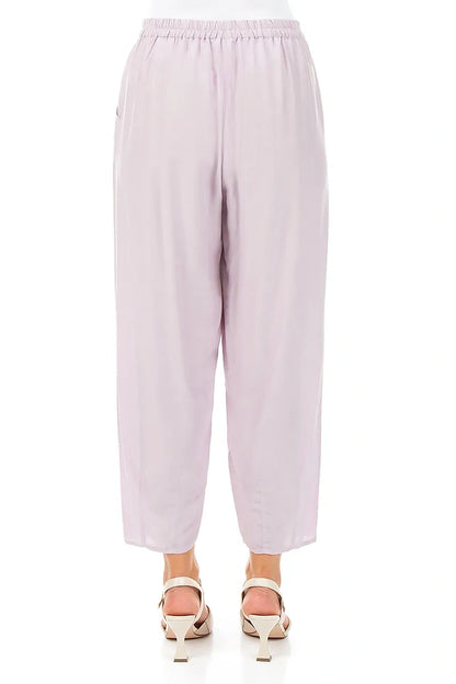 Slight Taper Lilac Silk Bamboo Trousers 2