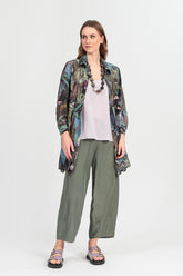 Slight Taper Sage Pure Silk Trousers 6