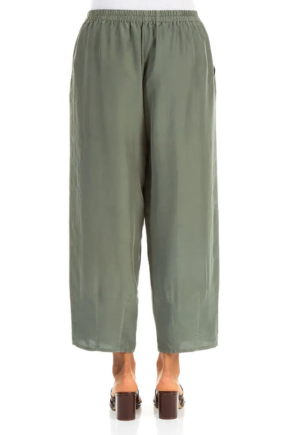 Slight Taper Sage Pure Silk Trousers