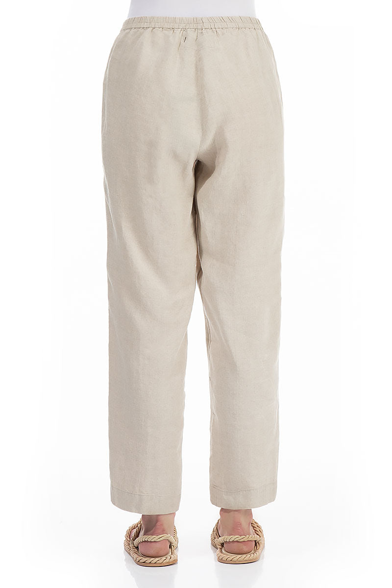 Slim Fit Natural Linen Trousers