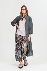 Slit Hem Graphite Textured Silk Jacket 7