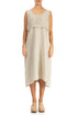 Slit Hem Sleeveless Natural Linen Dress 1