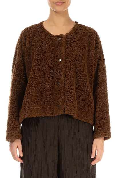 Snap Front Aged Copper Teddy Cotton Jacket 2