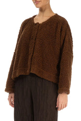 Snap Front Aged Copper Teddy Cotton Jacket 4