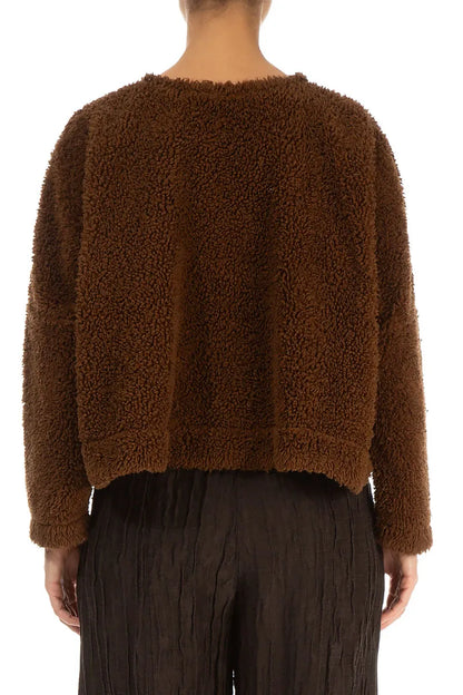 Snap Front Aged Copper Teddy Cotton Jacket 3