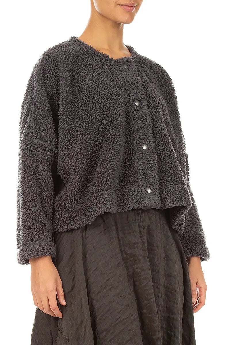 Snap Front Graphite Teddy Cotton Jacket 3