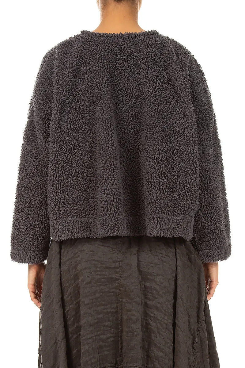 Snap Front Graphite Teddy Cotton Jacket 2