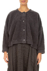 Snap Front Graphite Teddy Cotton Jacket 1