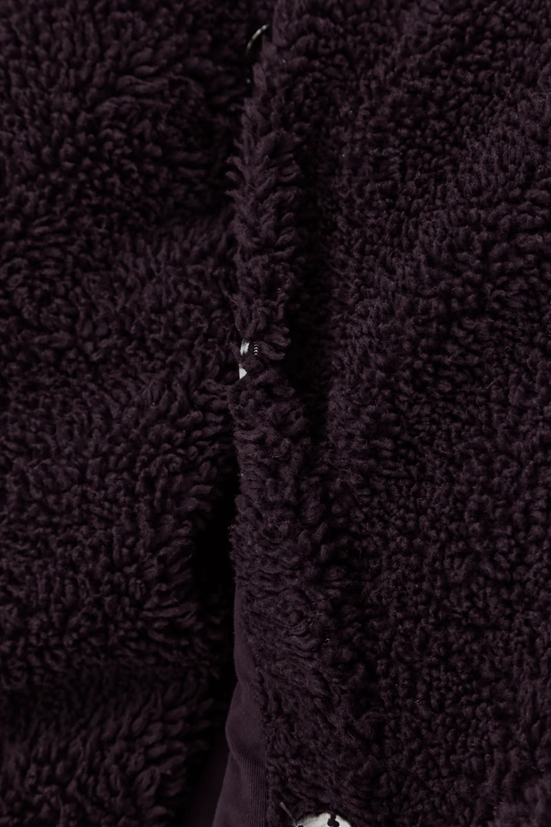 Snap Front Deep Plum Teddy Cotton Jacket