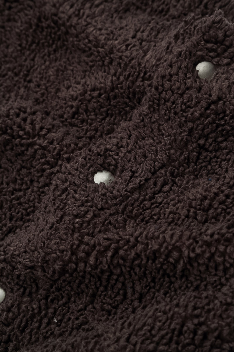 Snap Front Forest Brown Teddy Cotton Jacket 5