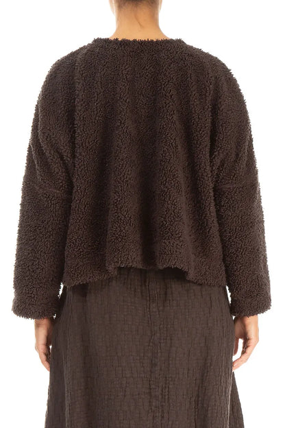 Snap Front Forest Brown Teddy Cotton Jacket 2