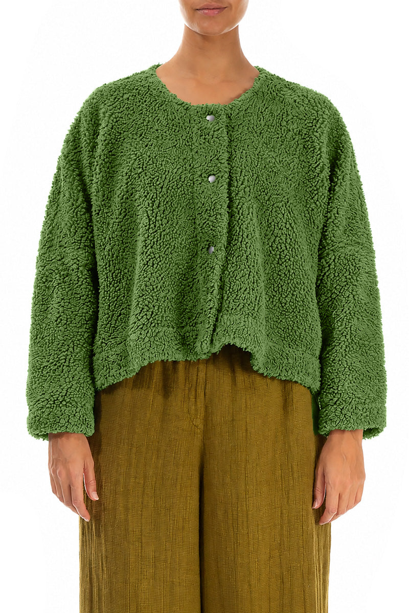 Snap Front Shamrock Green Teddy Cotton Jacket