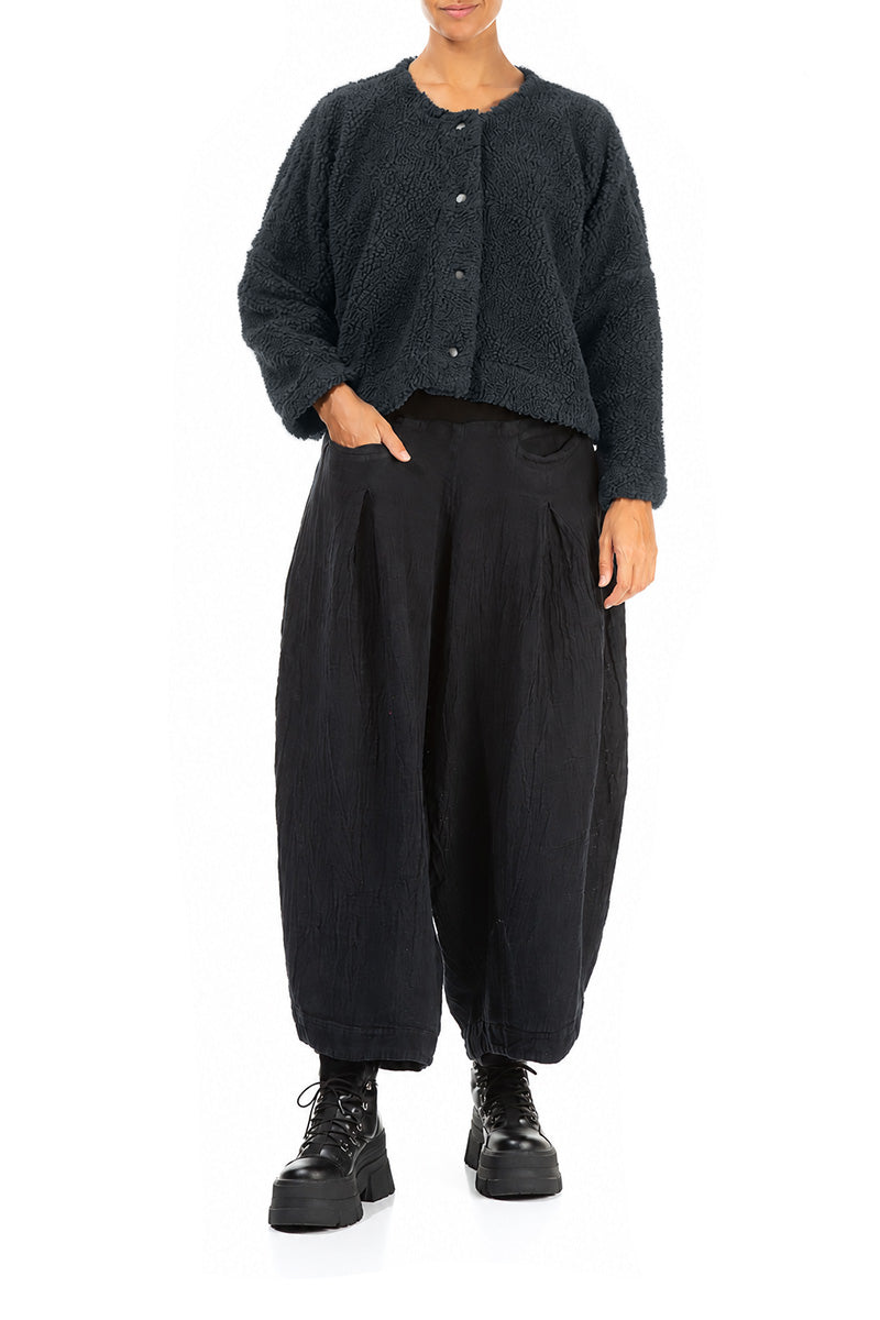 Snap Front Slate Teddy Cotton Jacket