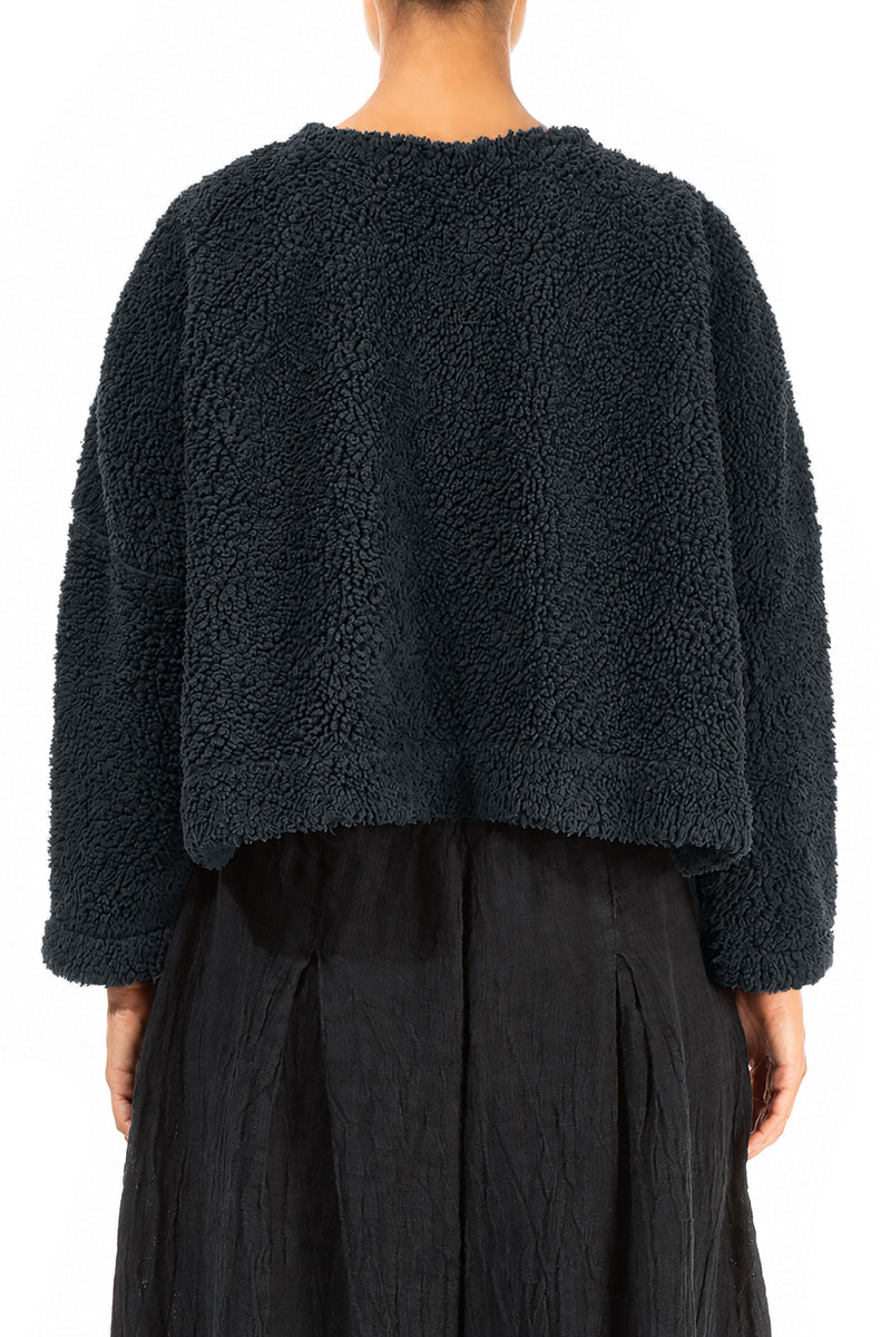 Snap Front Slate Teddy Cotton Jacket