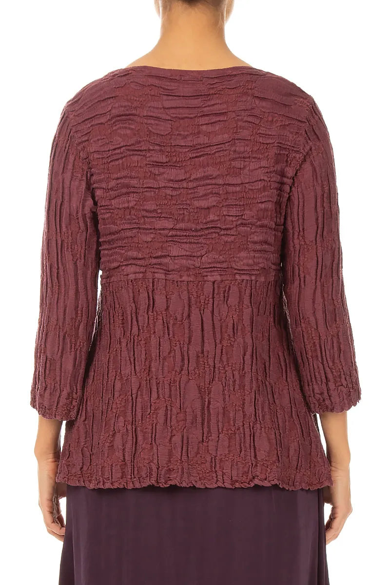 Soft-Shaped Antique Ruby Circle Silk Linen Blouse