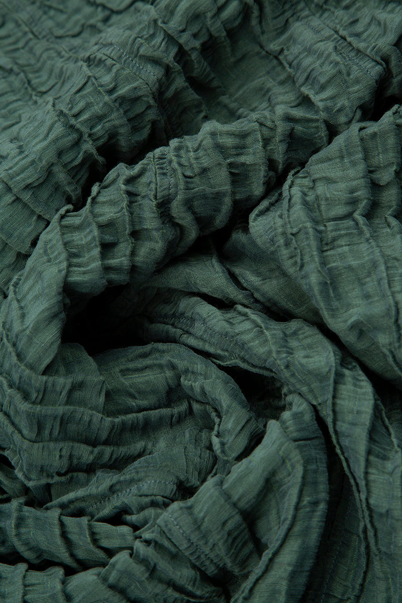 Soft-Shaped Sage Crinkled Silk Linen Blouse