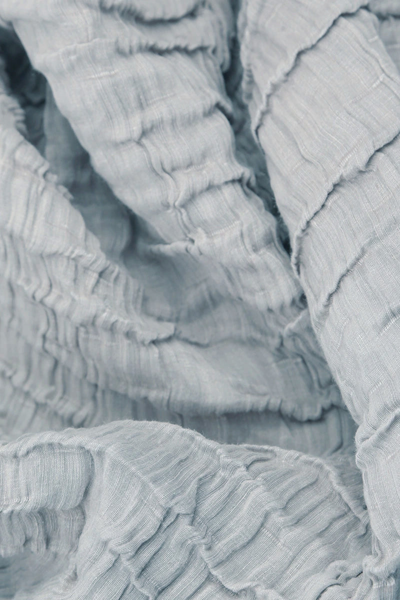 Soft-Shaped Silver Grey Crinkled Silk Linen Blouse