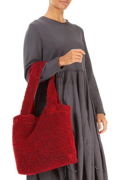 Sac en coton Teddy rouge cerise doux