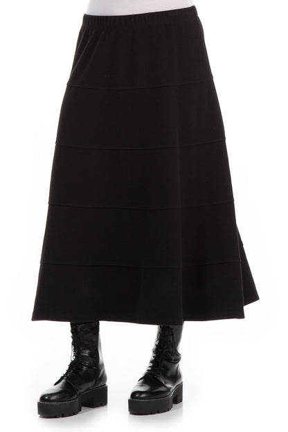 Black Cotton Jersey Bell Skirt