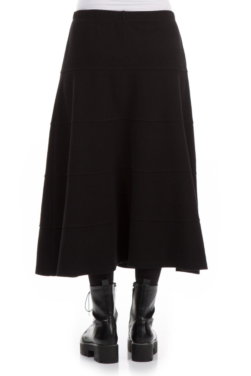 Black Cotton Jersey Bell Skirt