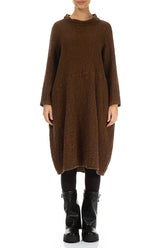 Soft Cowl Aged Copper Textured Linen Dress 1