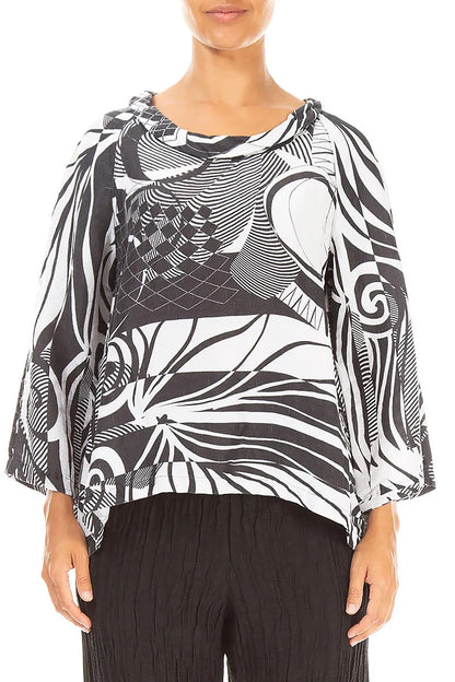 Soft Cowl Neck Orbit Textured Silk Blouse