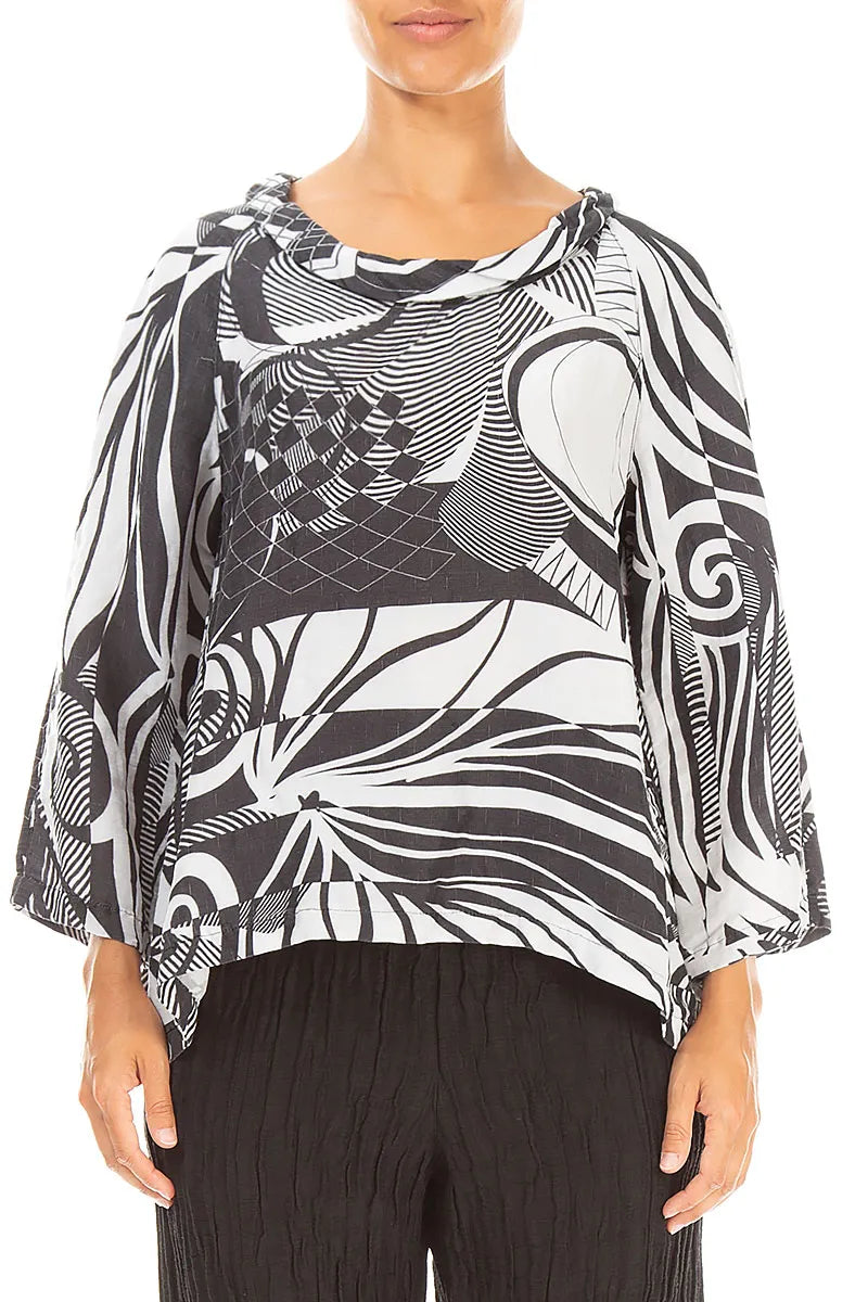 Soft Cowl Neck Pearl Grey Orbit Textured Silk Blouse 1