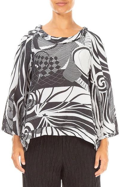 Soft Cowl Neck Pearl Grey Orbit Textured Silk Blouse 1