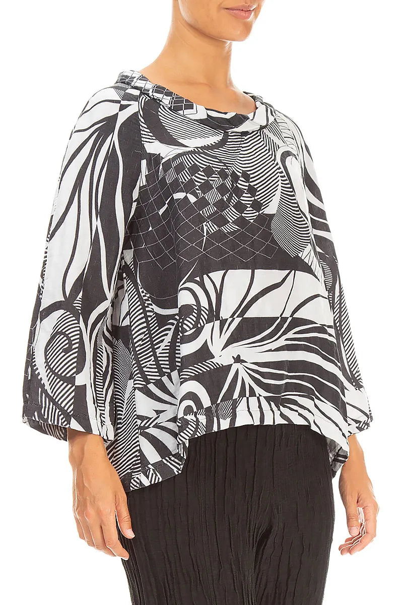 Soft Cowl Neck Pearl Grey Orbit Textured Silk Blouse 3