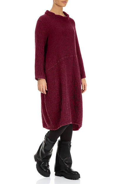 Soft Cowl Ruby Textured Linen Dress