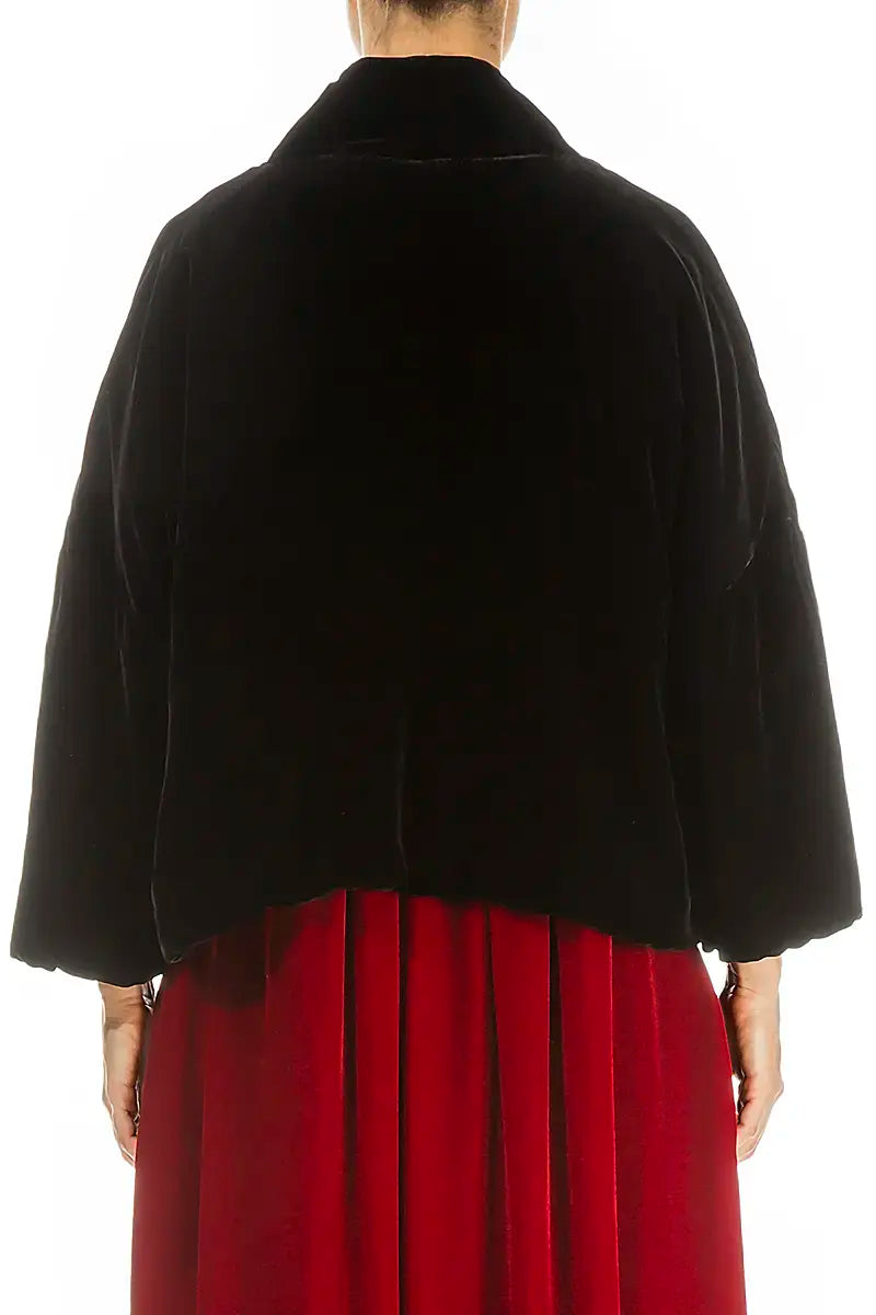 Soft Draped Black Silk Velvet Jacket 2