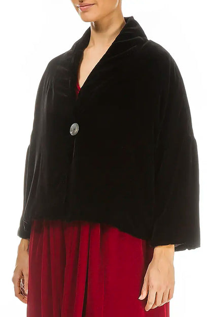 Soft Draped Black Silk Velvet Jacket 3