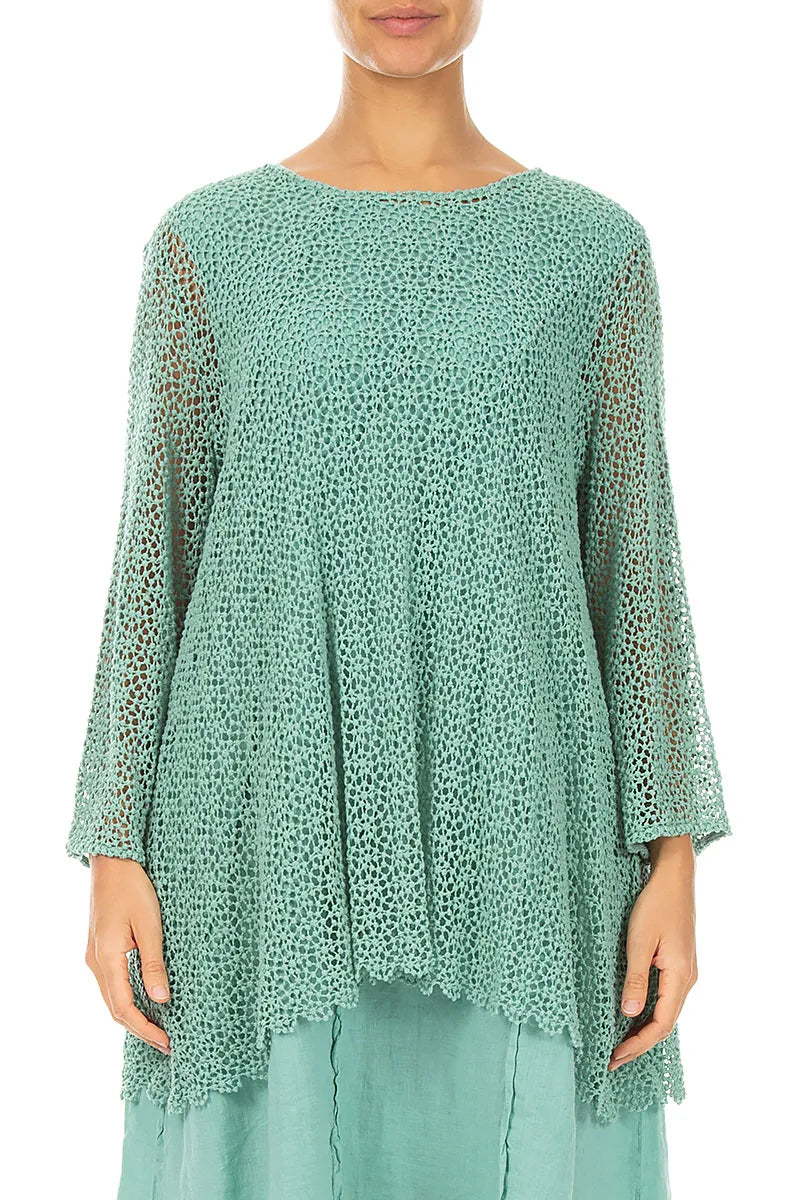 Soft Flare Mint Broderie Cotton Blouse 1