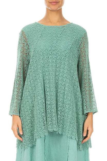 Soft Flare Mint Broderie Cotton Blouse 1