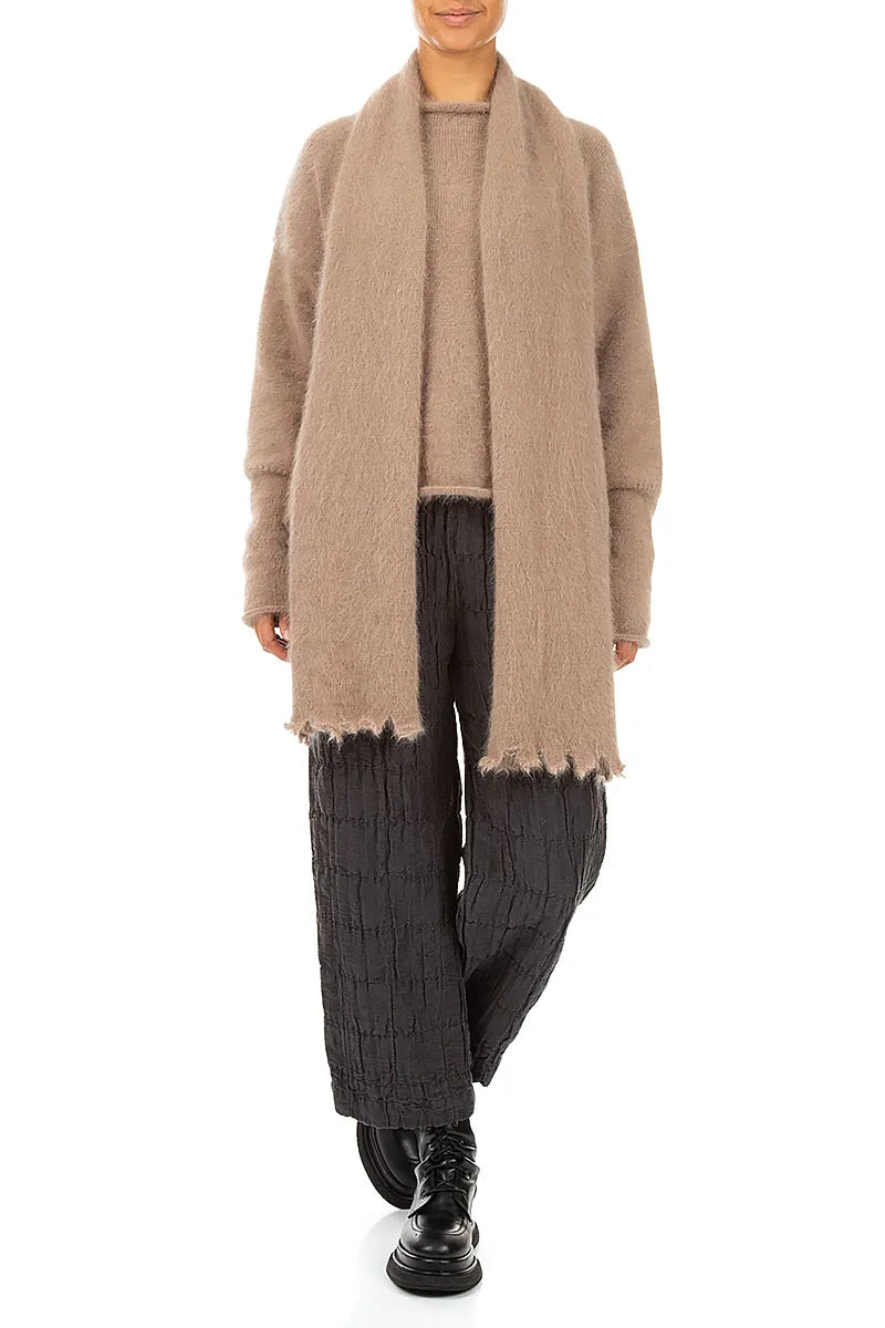 Soft Taupe Angora Scarf 2