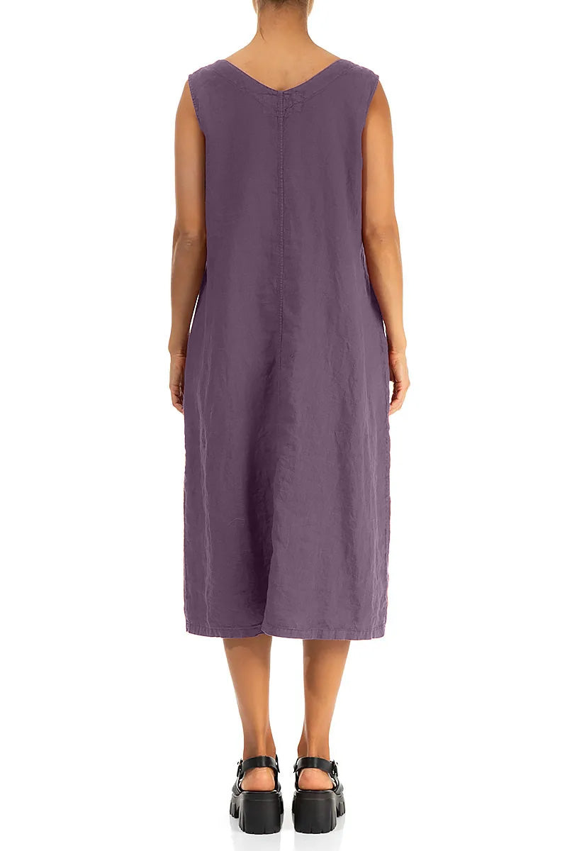 amethyst linen dress Amethyst Purple Linen Midi Dress