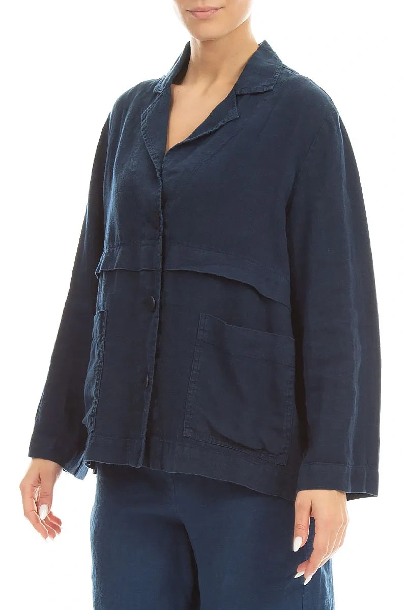 Softly Structured Navy Linen Jacket 3
